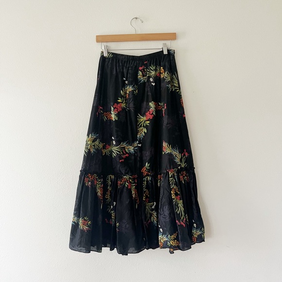 KARLIE | Black Floral Tiered Skirt | M - Picture 2 of 4